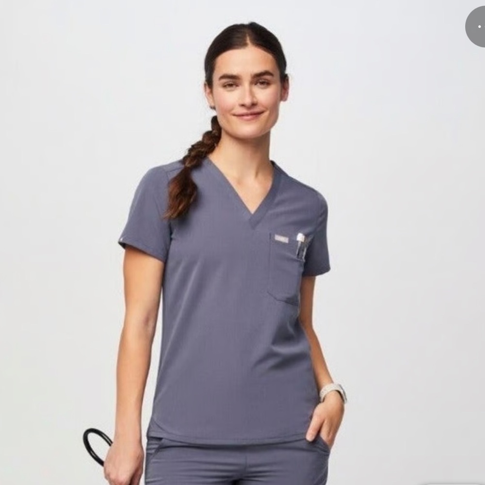 Figs Catarina XS Space navy/gray one pocket scrub top